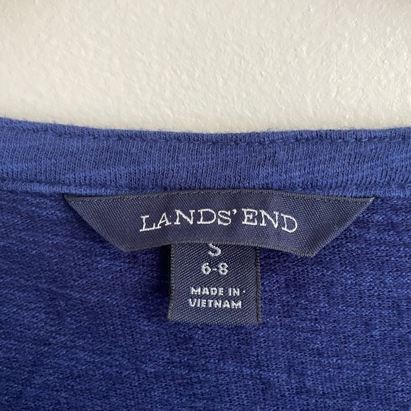 Lands End Womens Blue Gold Button Front Knit Cardigan Long Sleeve Small 6-8 - Picture 4 of 6